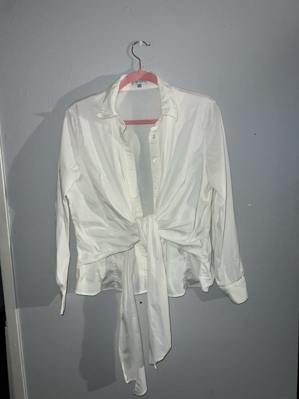 Tie-Front White Button-Down Shirt - Women's